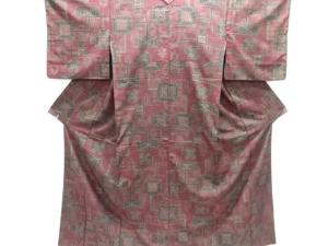 抽象模様織り出し十日町紬着物